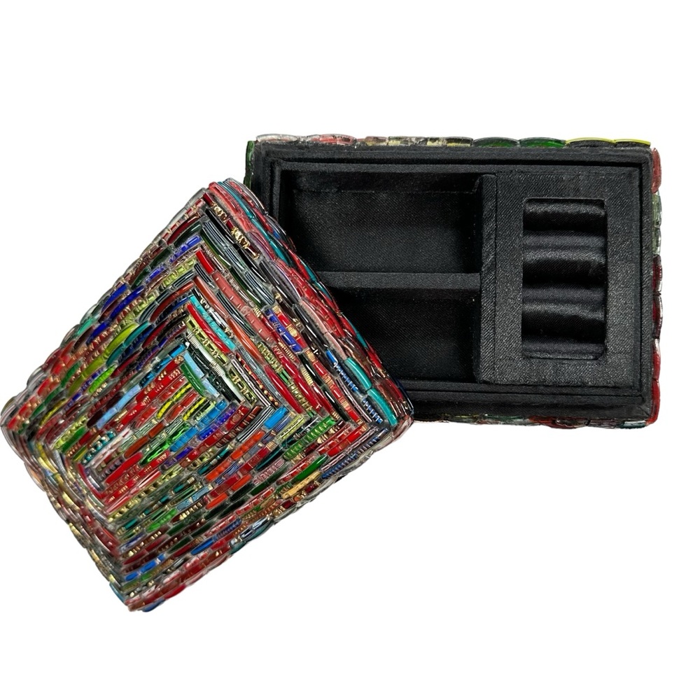 Vintage Mosaic Art Glass Jewelry Box